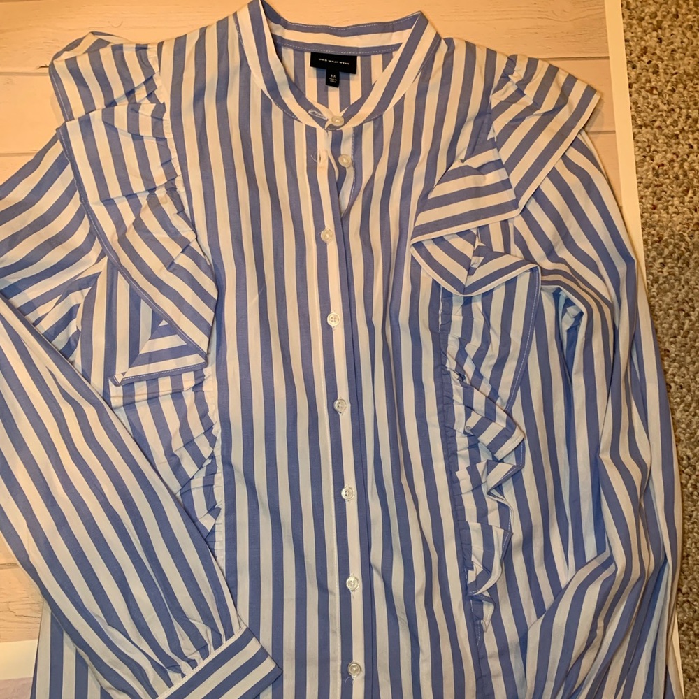 Blue & white stripe blouse